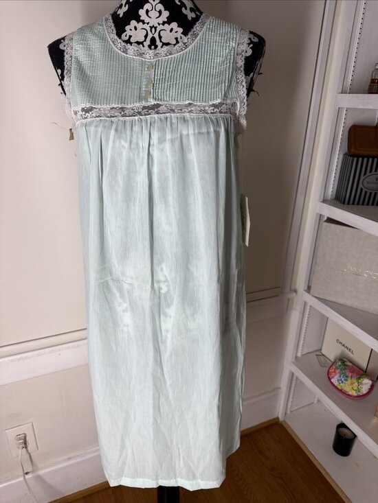barbizon Other - Vintage w/ Tags BARBIZON Nightgown Cotton Lace Pale Green With White Lace Petite